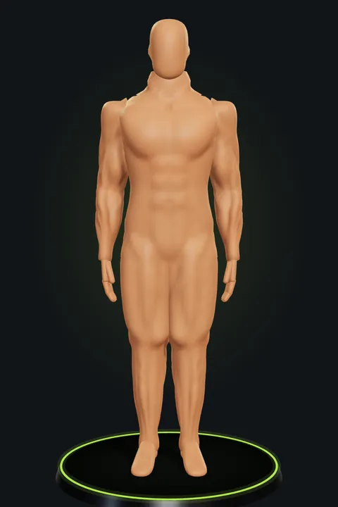 Avatar de Motriz Fit: hombre con 20 % de grasa corporal, de frente