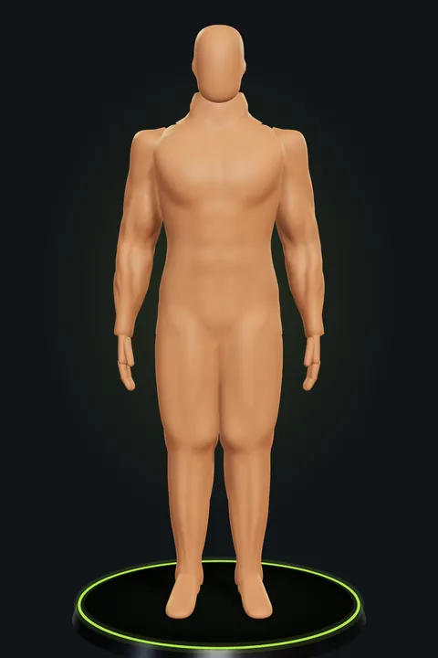 Avatar de Motriz Fit: hombre con 30 % de grasa corporal, de frente