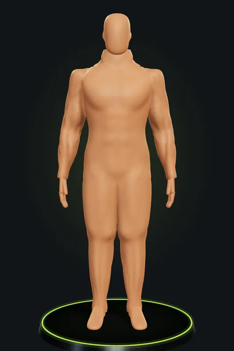 Avatar de Motriz Fit: hombre con 35 % de grasa corporal, de frente